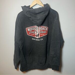 Mission Beach Surf & Skate Hoodie Men’s XL Charcoal Gray Pullover Sweatshirt